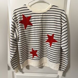 Workshop Republic Clothing Navy Striped Sweater with Red Stars